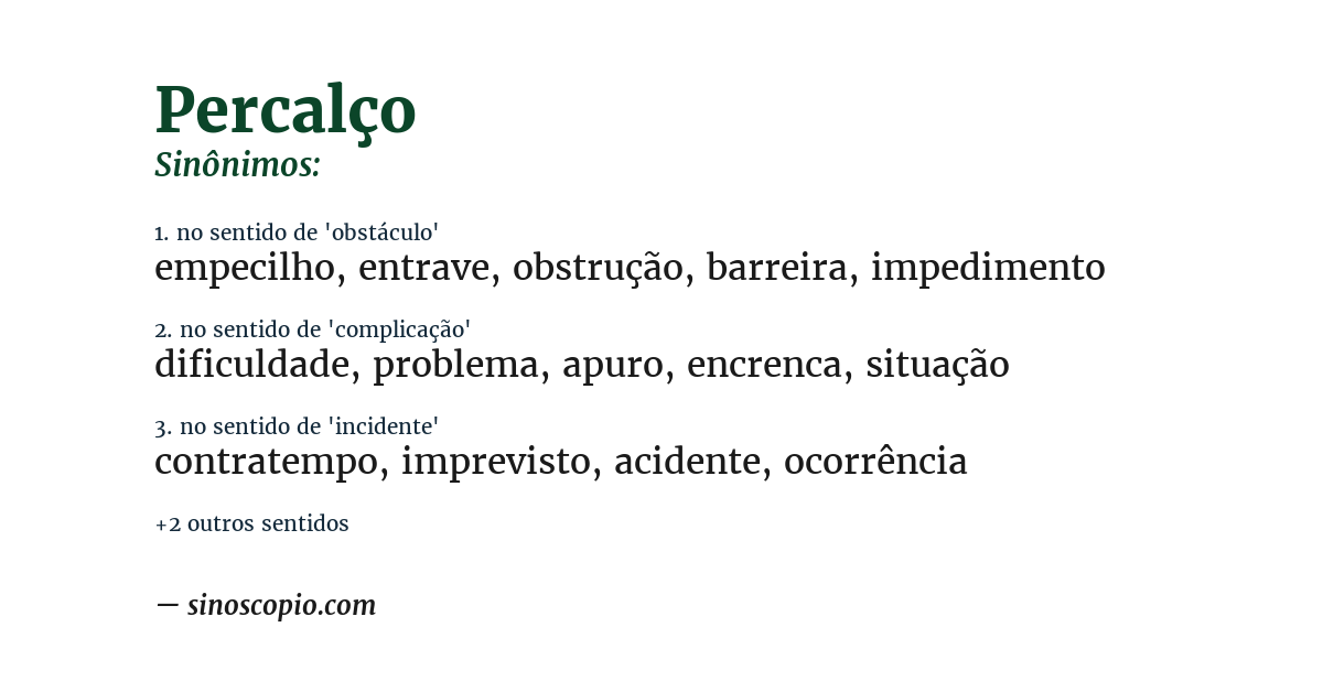 Sinônimo de percalço