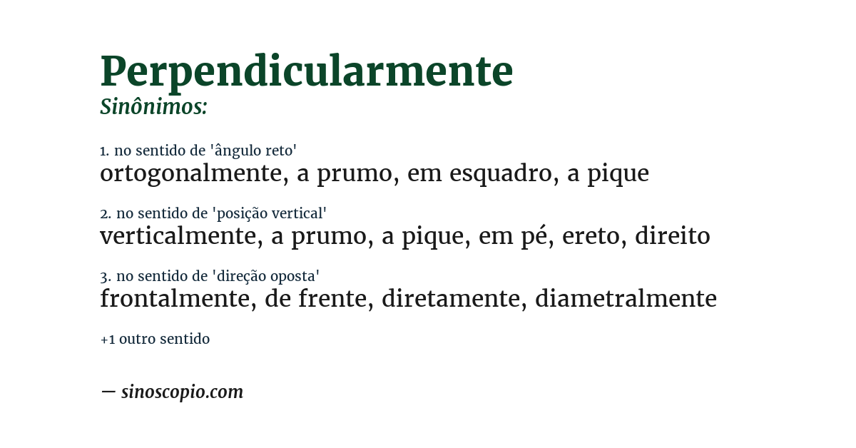 Sinônimo de perpendicularmente