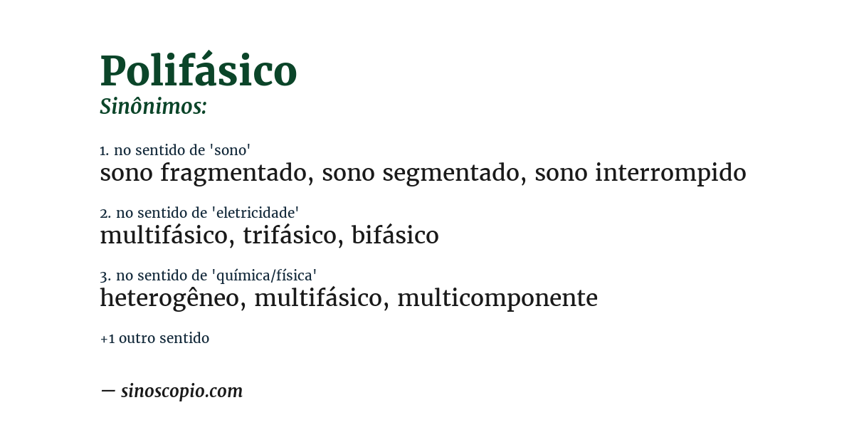 Sinônimo de polifásico