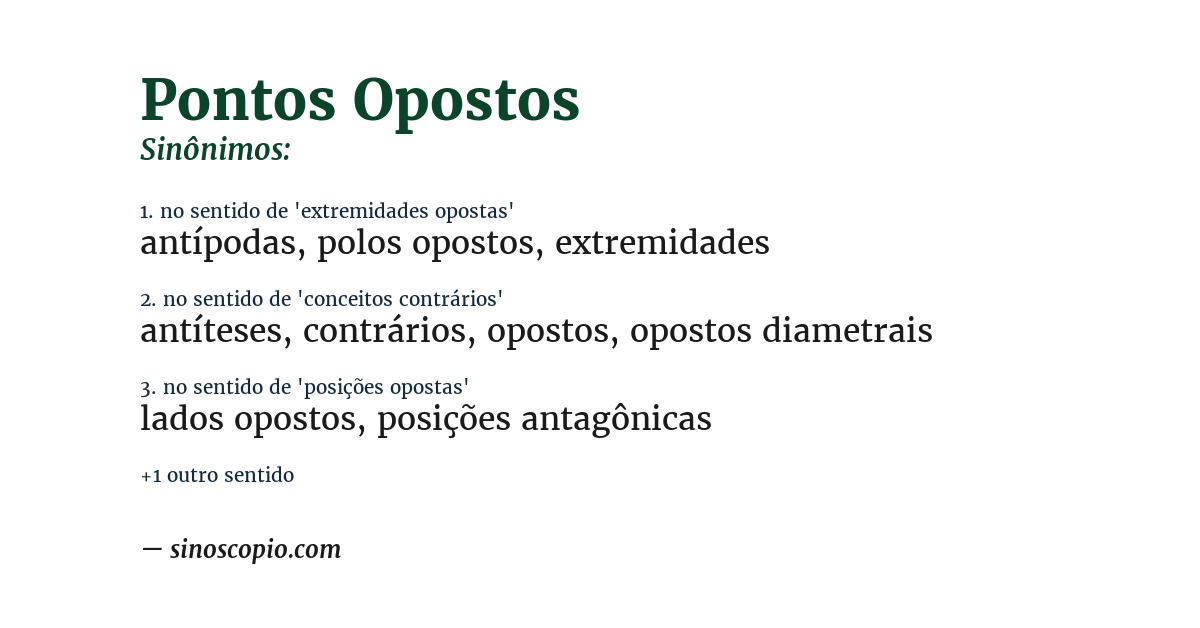 Sinônimo de pontos opostos