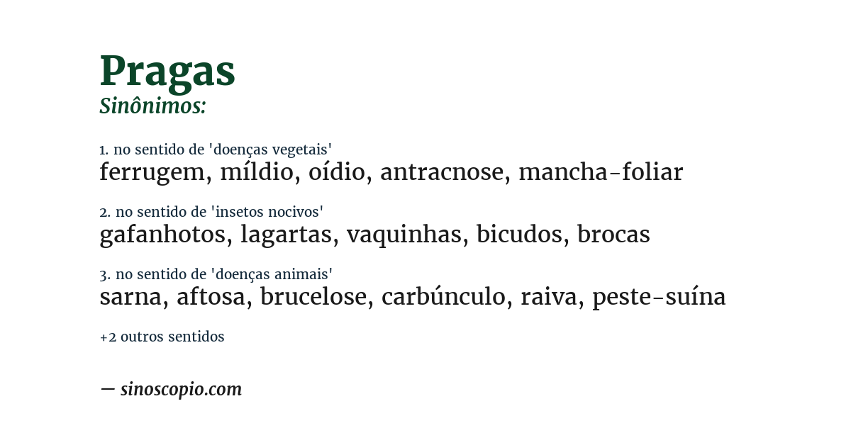Sinônimo de pragas