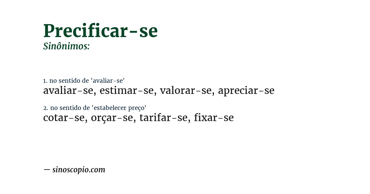 Sinônimo de precificar-se