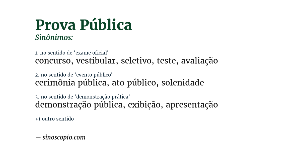Sinônimo de prova pública