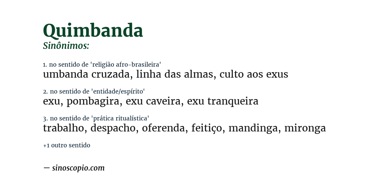 Sinônimo de quimbanda