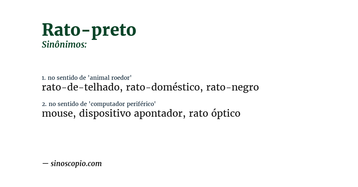 Sinônimo de rato-preto