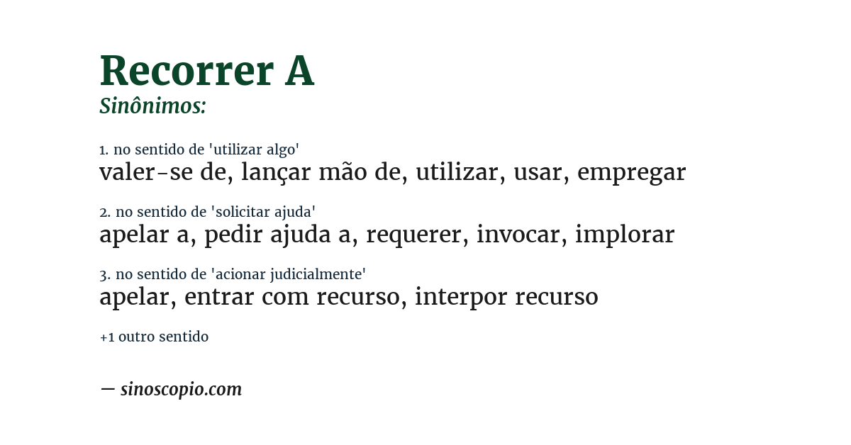 Sinônimo de recorrer a