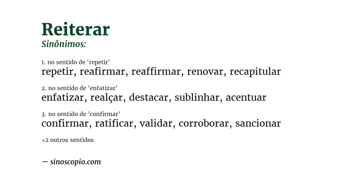Sinônimo de reiterar