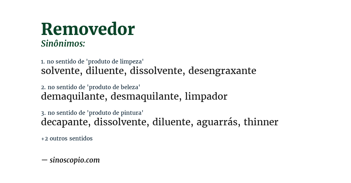 Sinônimo de removedor