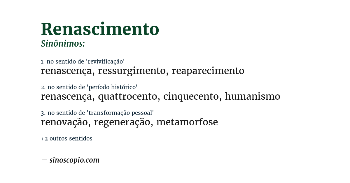 Sinônimo de renascimento