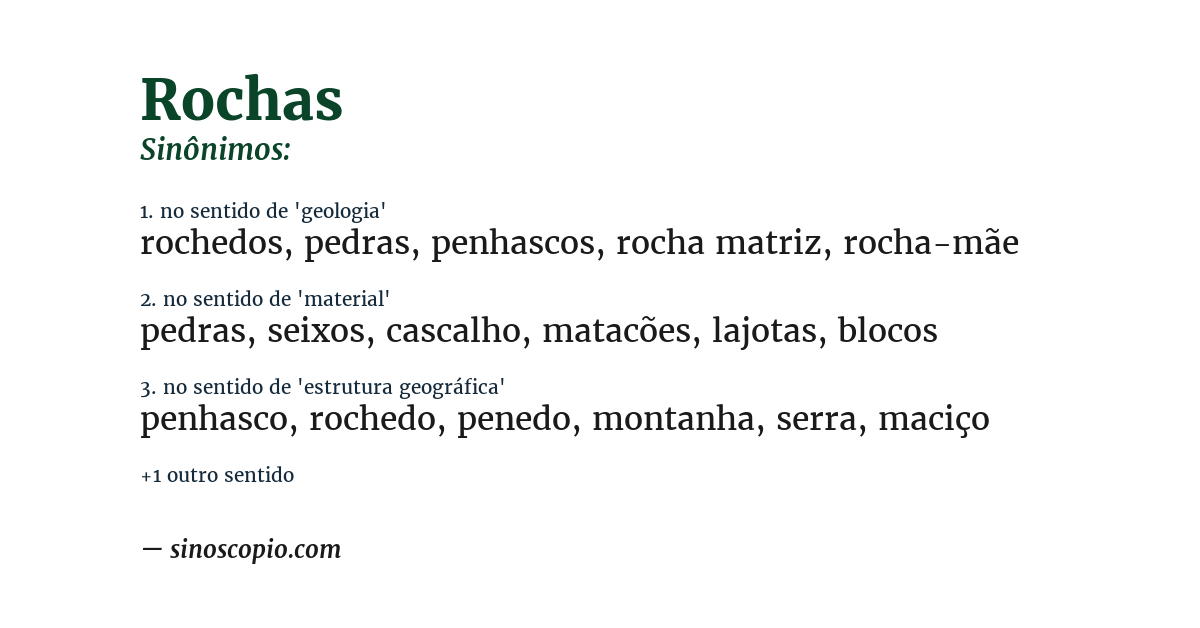 Sinônimo de rochas