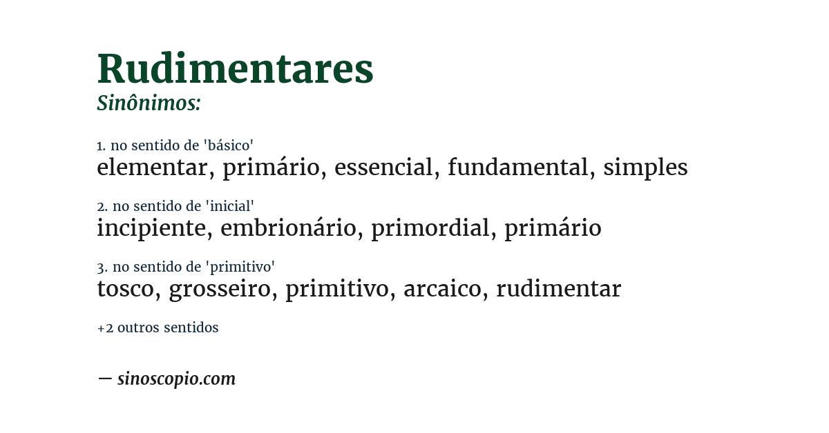 Sinônimo de rudimentares