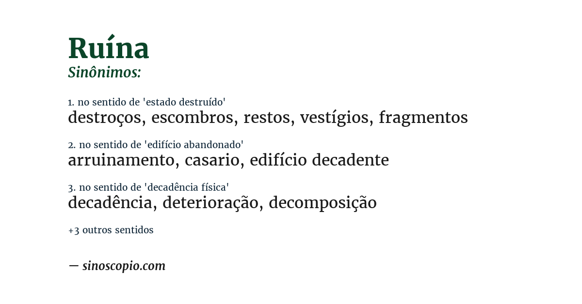 Sinônimo de ruína