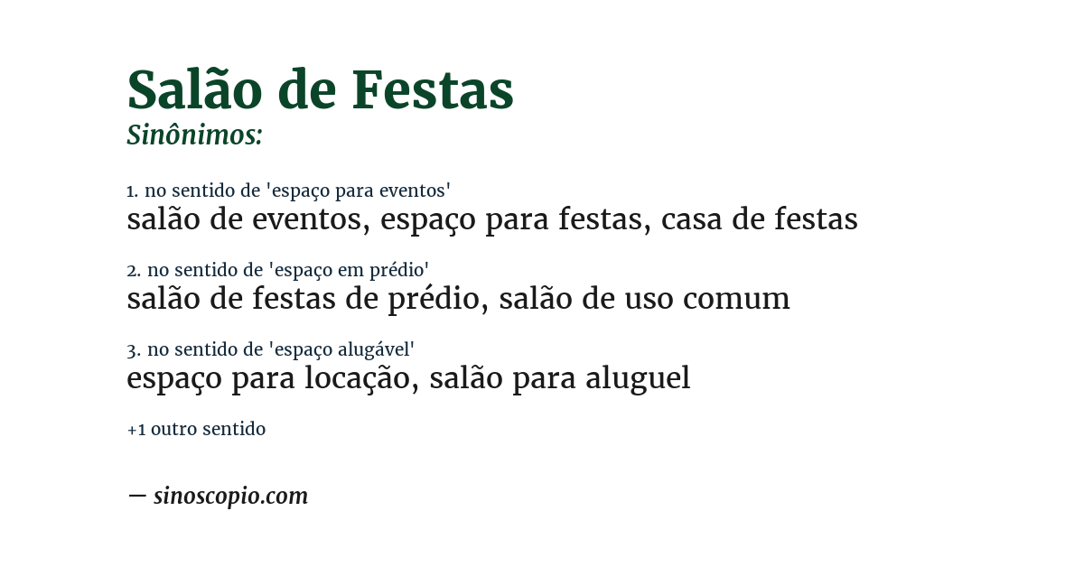 Sinônimo de salão de festas