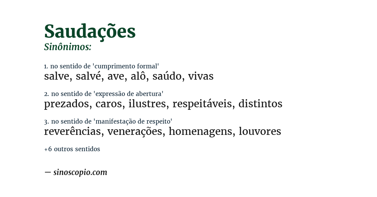 Sinônimo de saudações