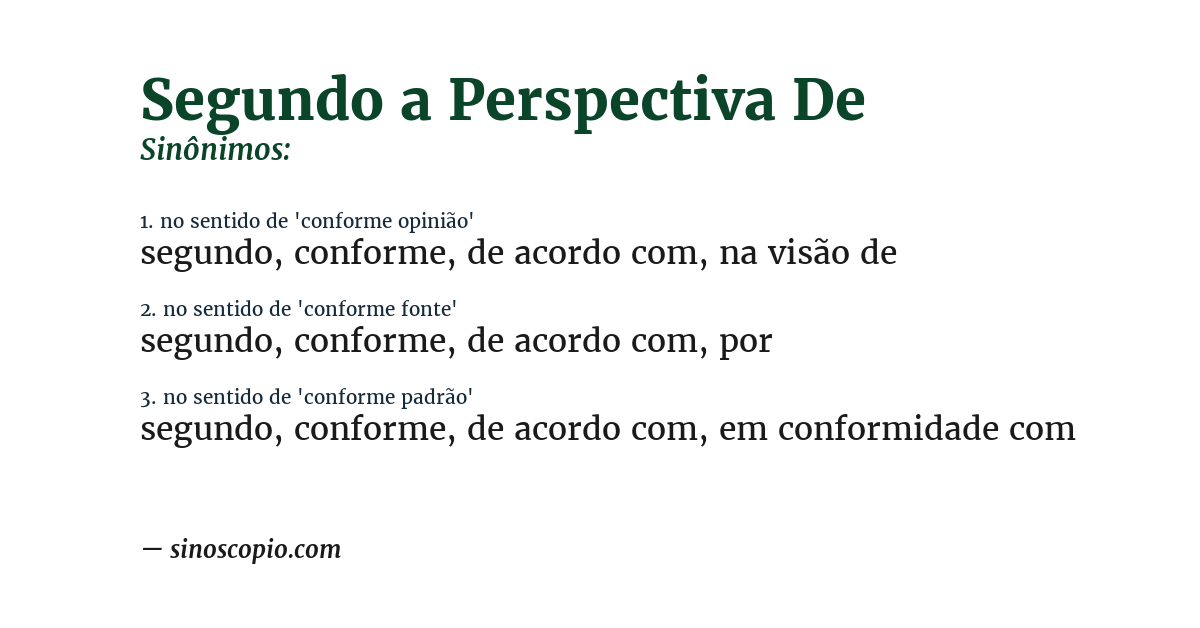 Sinônimo de segundo a perspectiva de