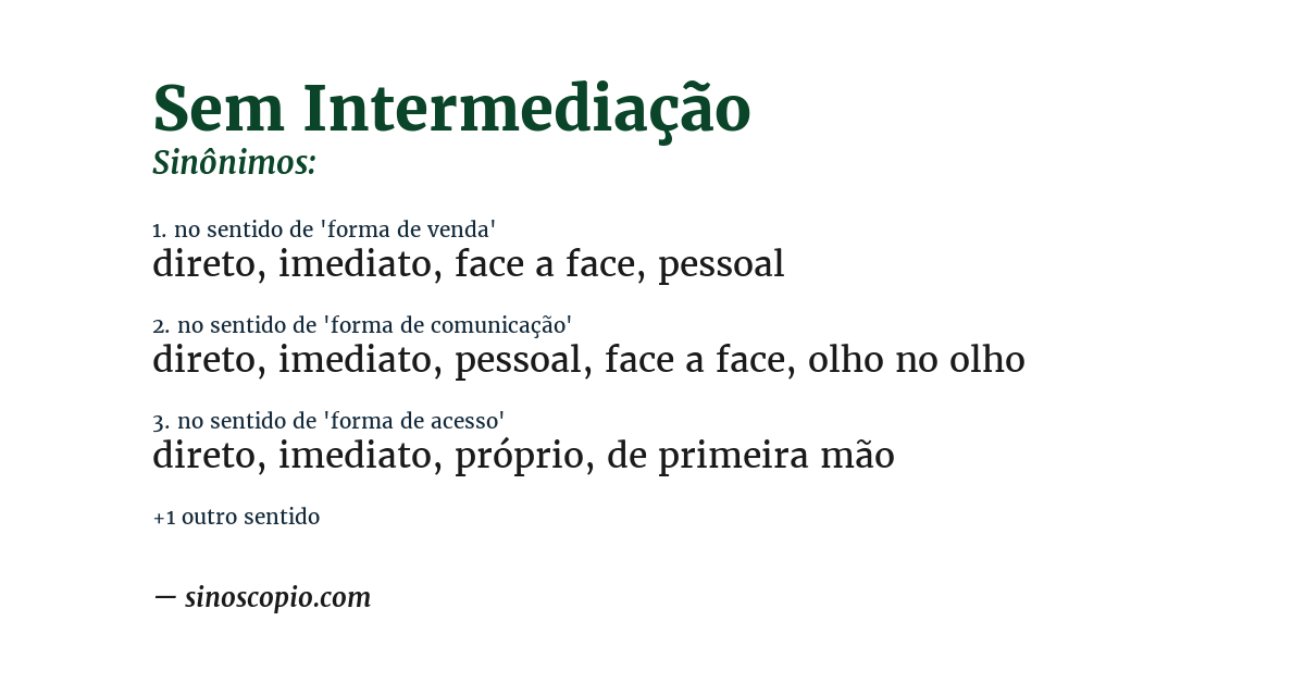 Sinônimo de sem intermediação