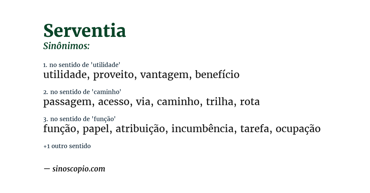 Sinônimo de serventia