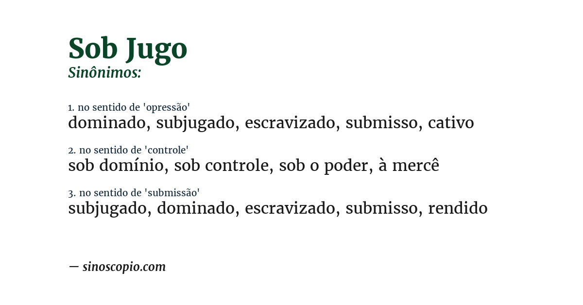 Sinônimo de sob jugo
