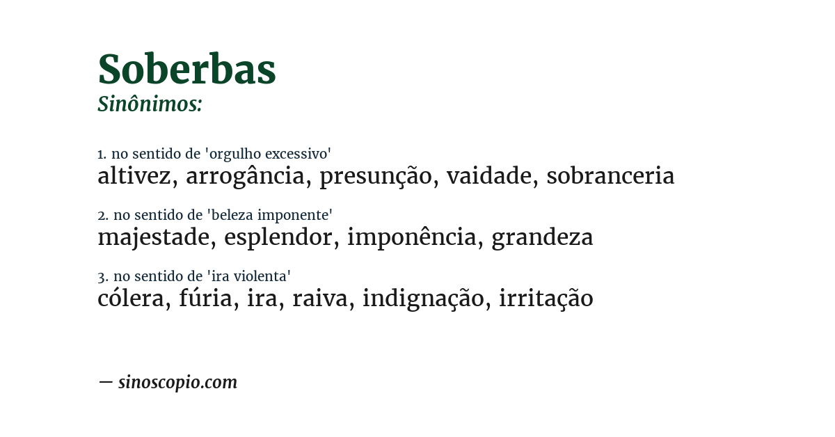 Sinônimo de soberbas
