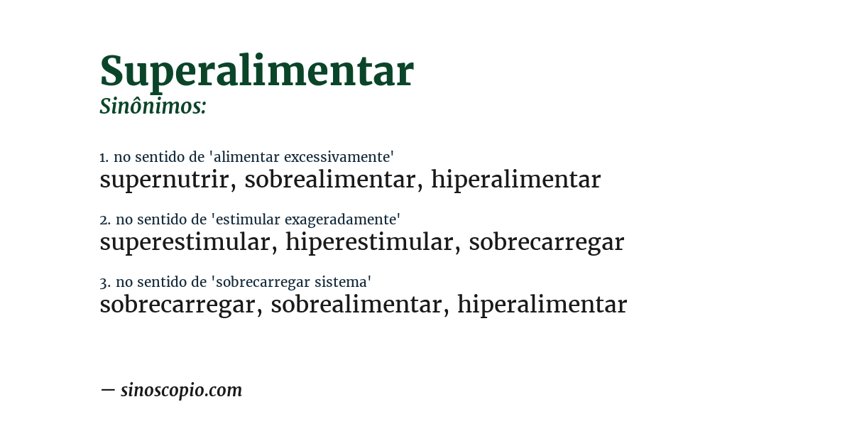 Sinônimo de superalimentar