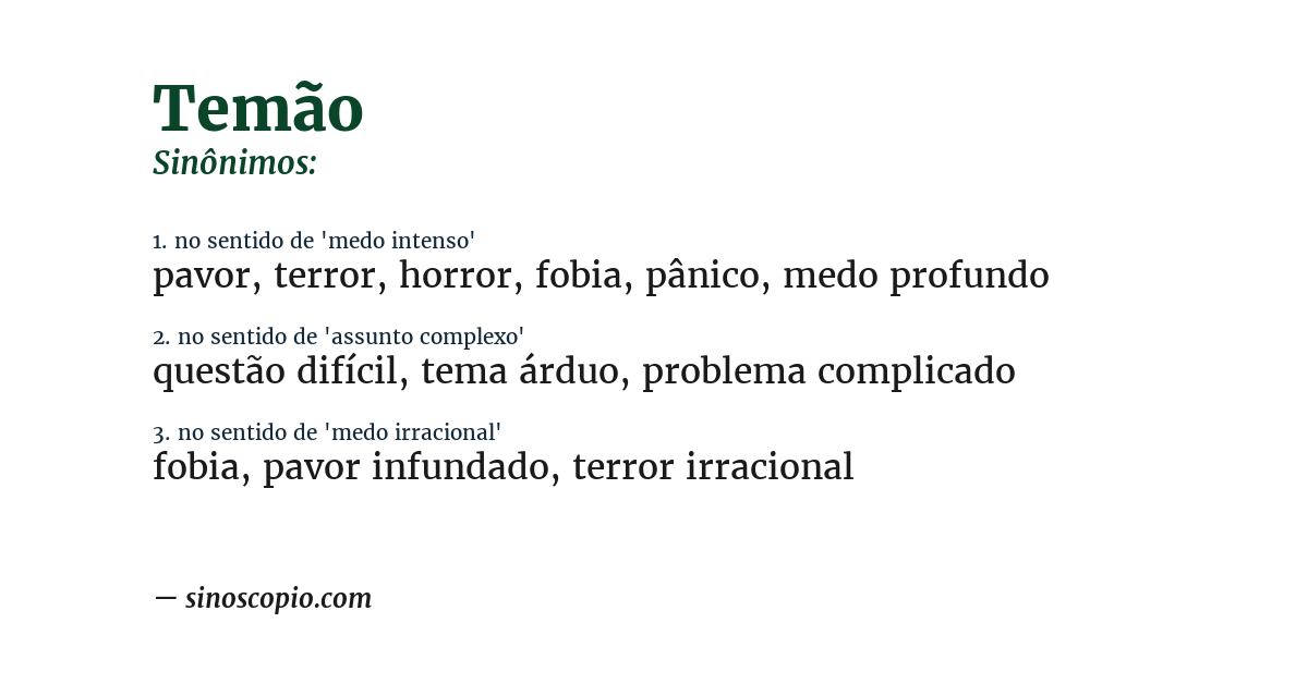 Sinônimo de temão