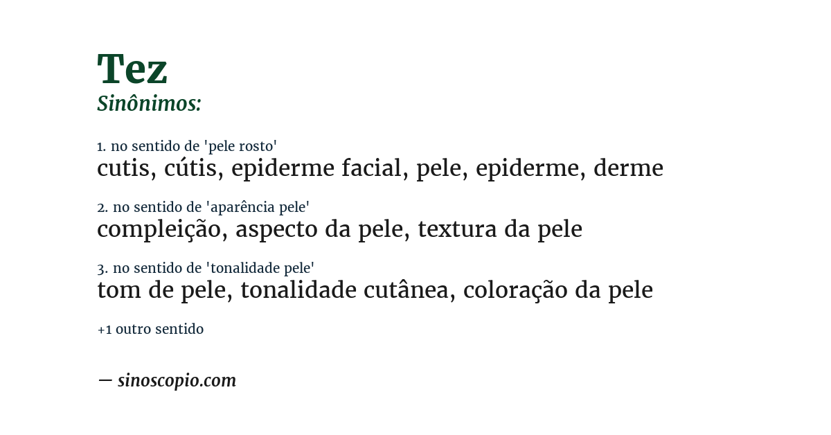 Sinônimo de tez