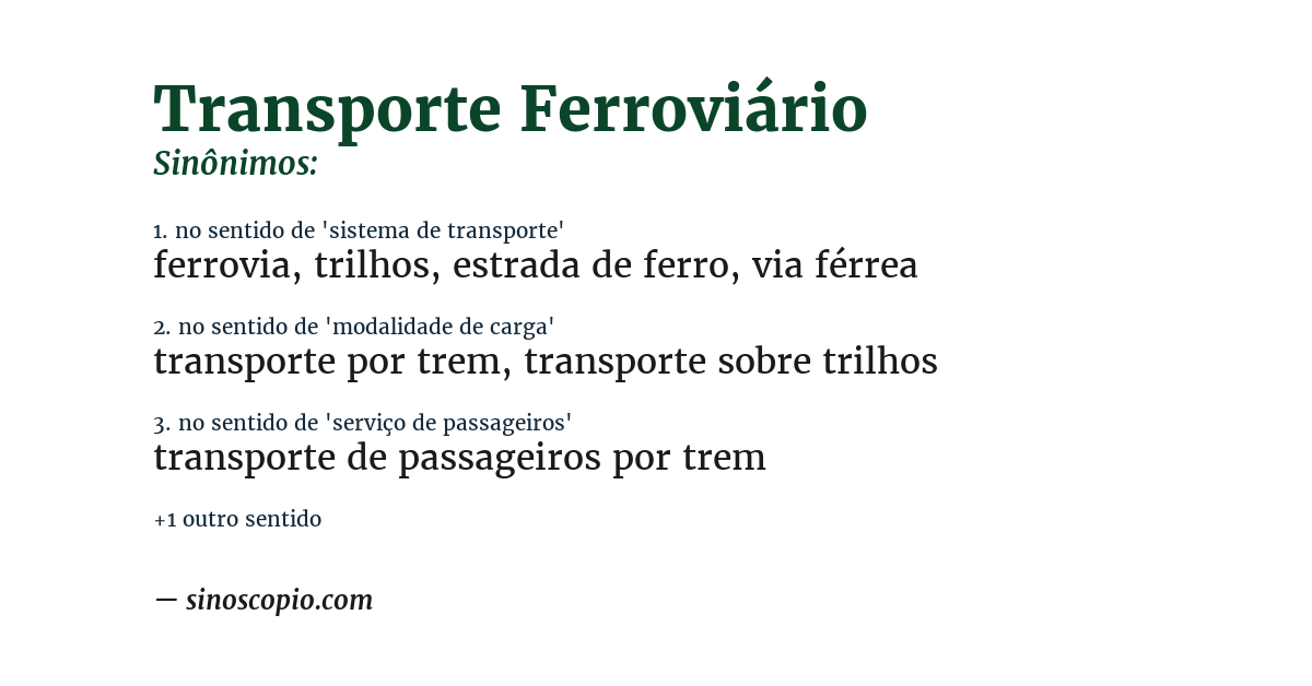 Sinônimo de transporte ferroviário