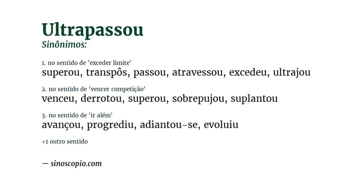 Sinônimo de ultrapassou