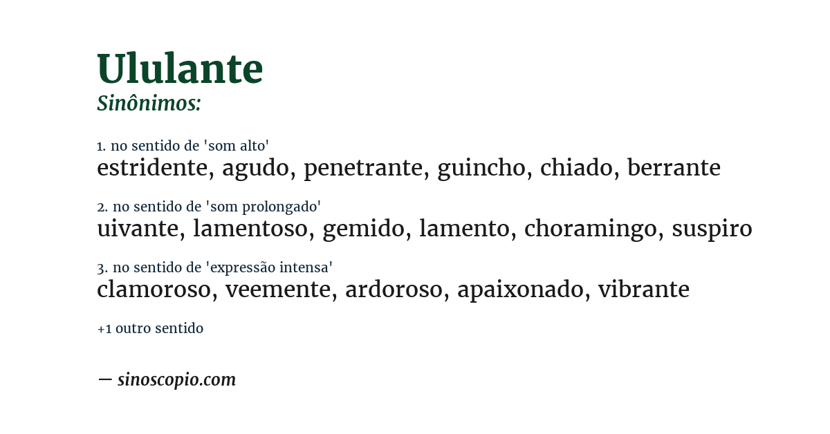 Sinônimo de ululante