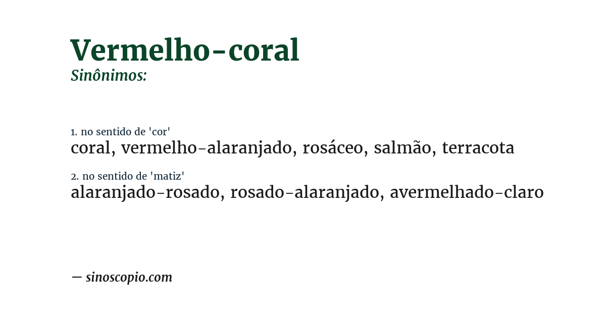 Sinônimo de vermelho-coral