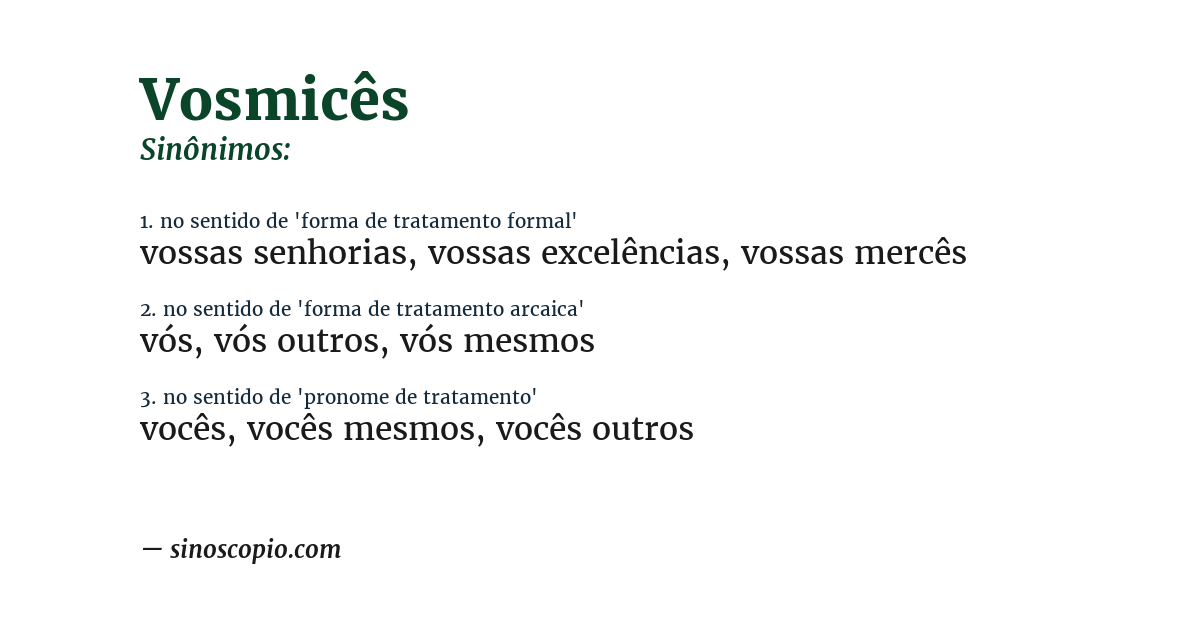 Sinônimo de vosmicês