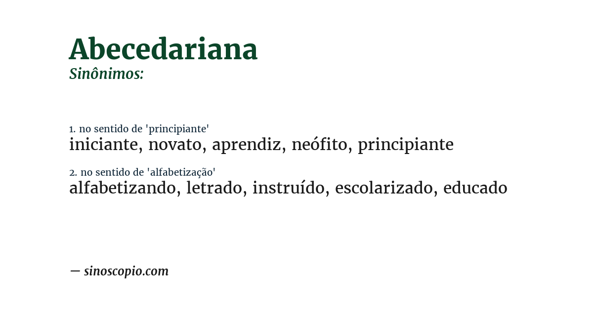 Sinônimo de abecedariana