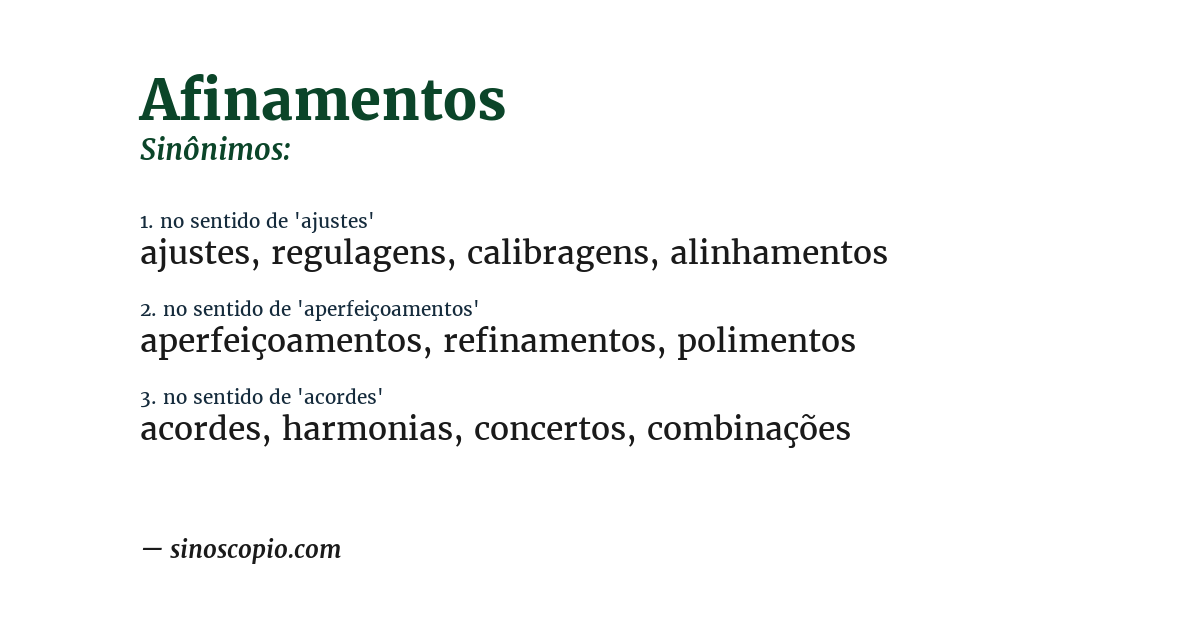 Sinônimo de afinamentos