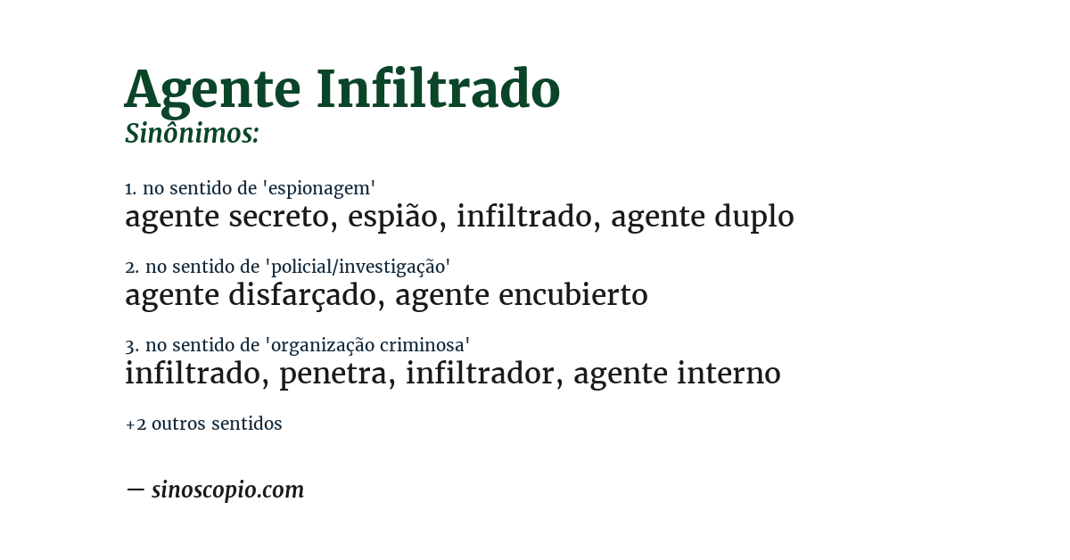 Sinônimo de agente infiltrado