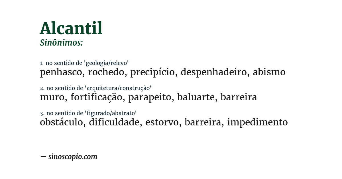 Sinônimo de alcantil
