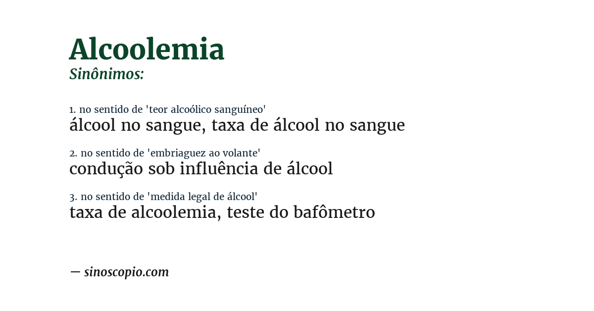 Sinônimo de alcoolemia
