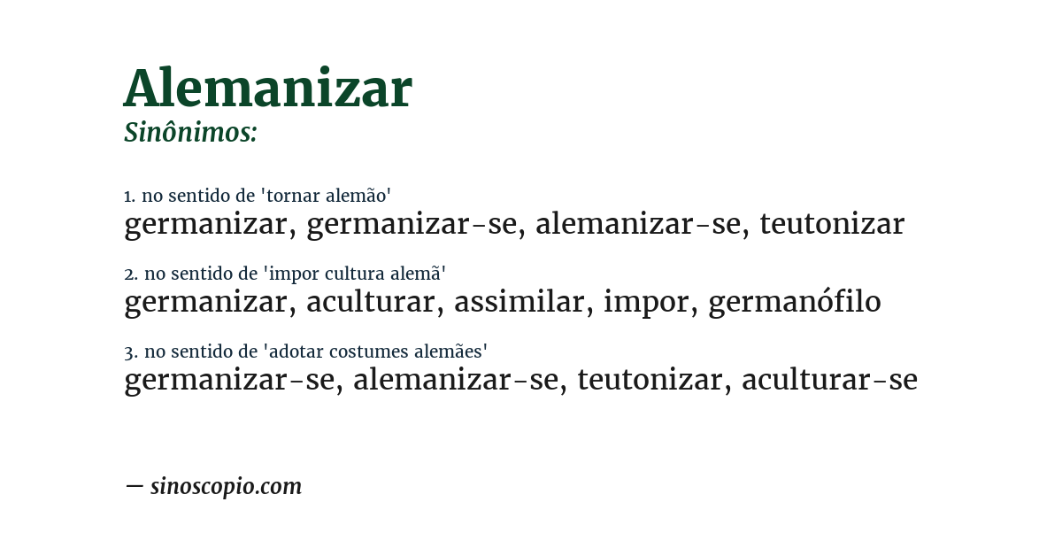 Sinônimo de alemanizar