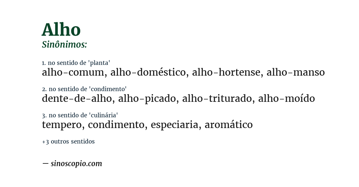 Sinônimo de alho