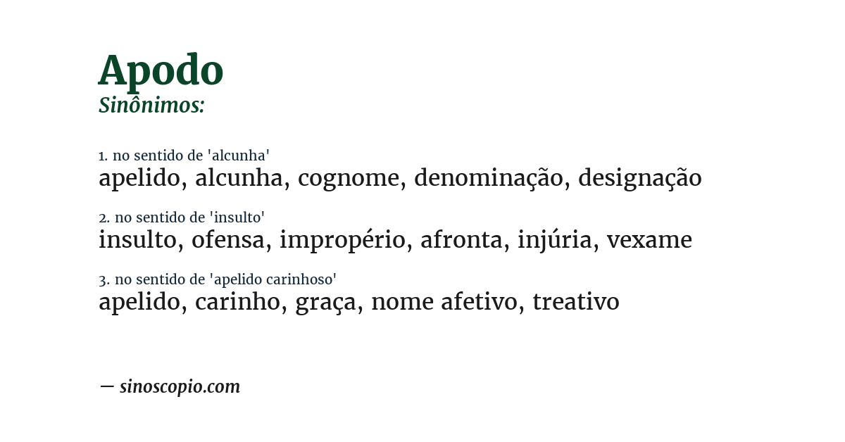 Sinônimo de apodo