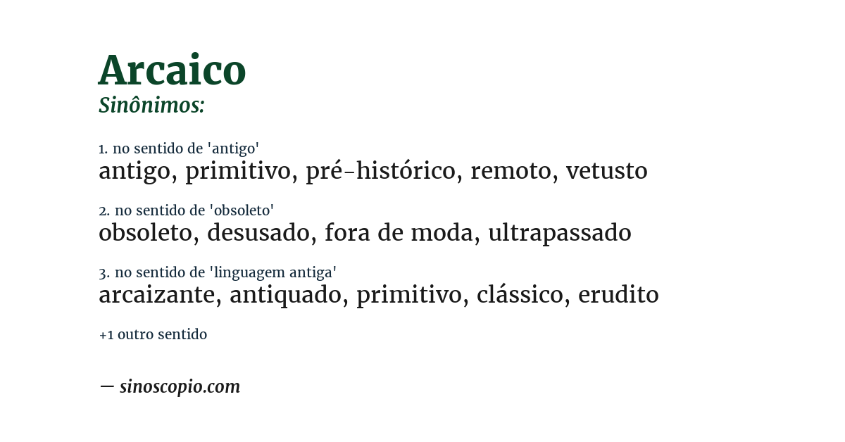 Sinônimo de arcaico