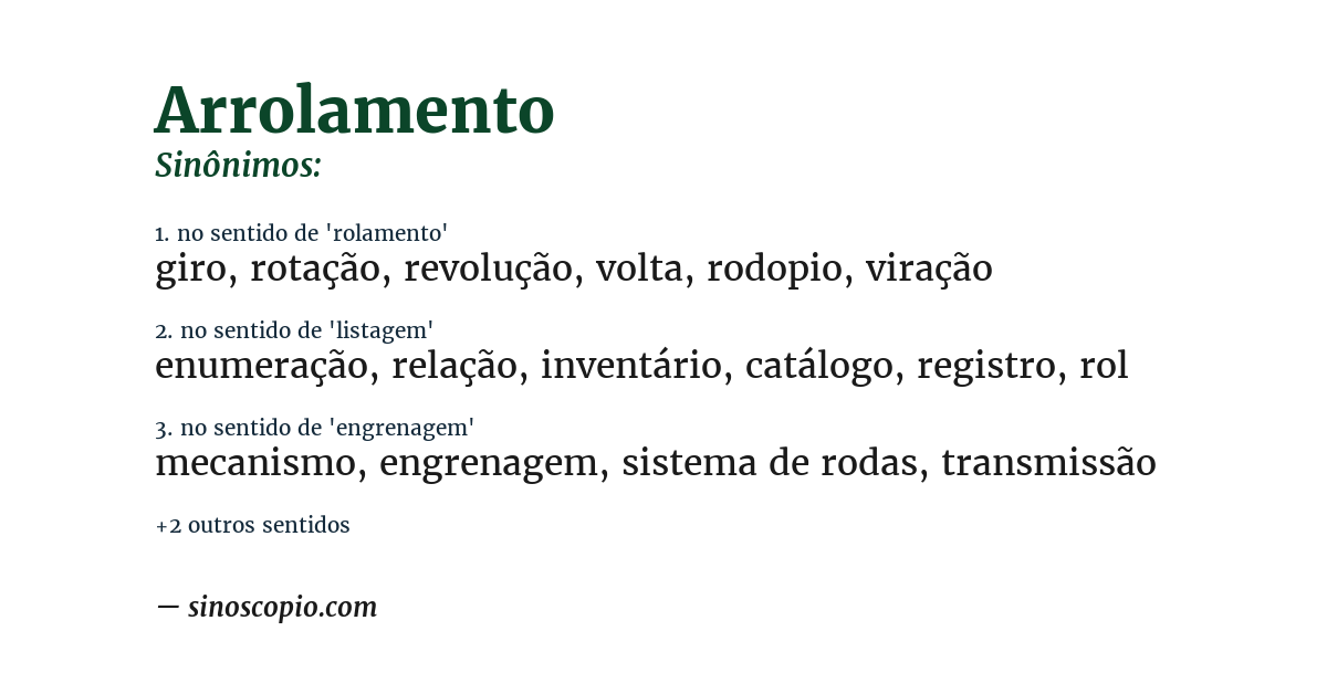 Sinônimo de arrolamento