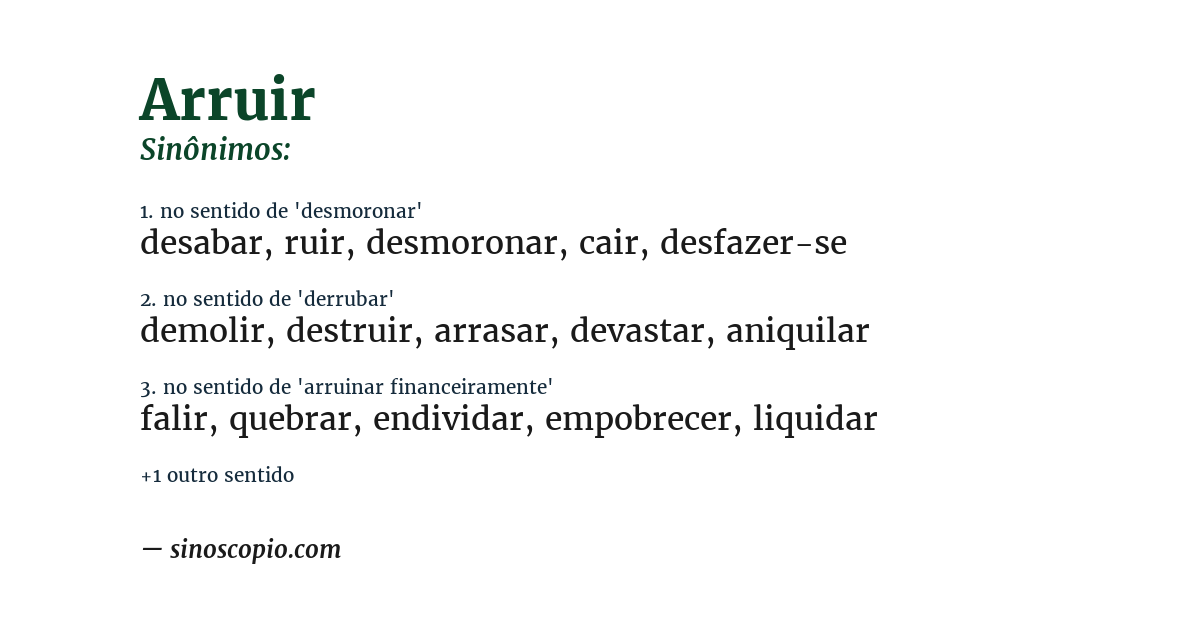 Sinônimo de arruir