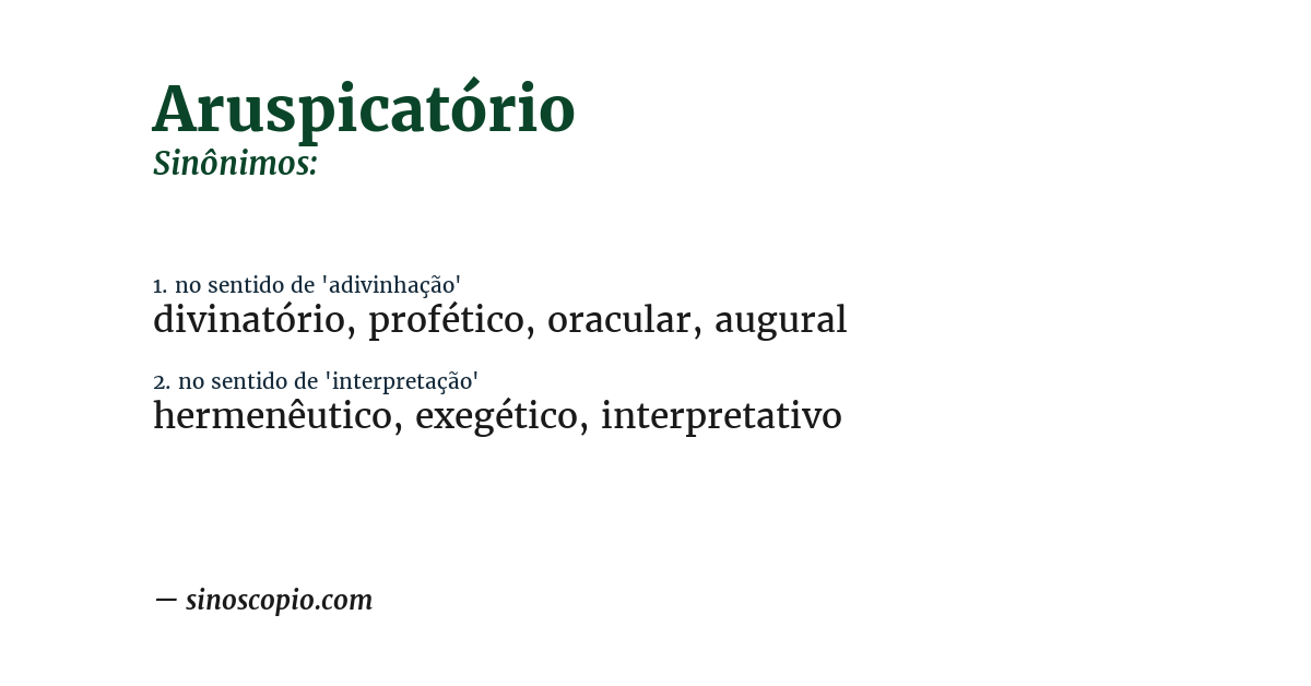 Sinônimo de aruspicatório