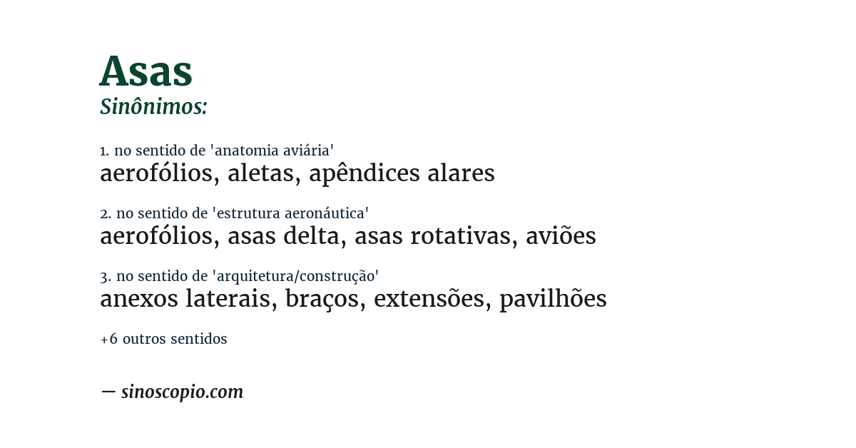 Sinônimo de asas
