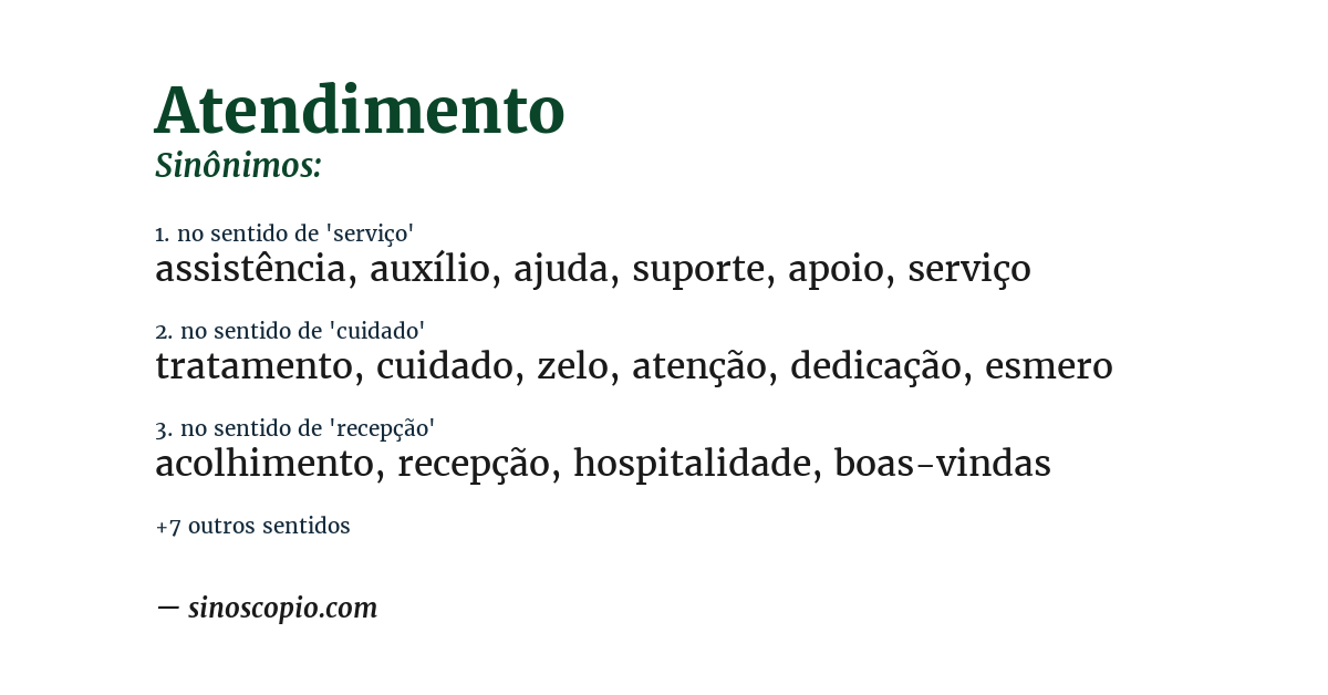 Sinônimo de atendimento