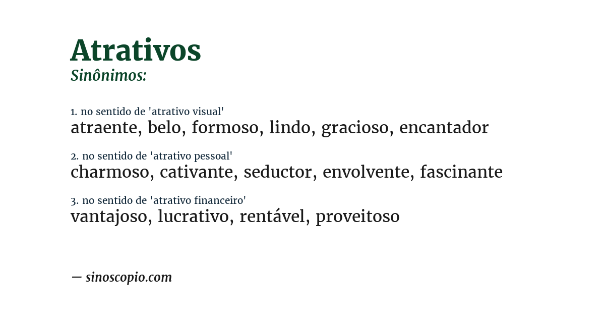 Sinônimo de atrativos