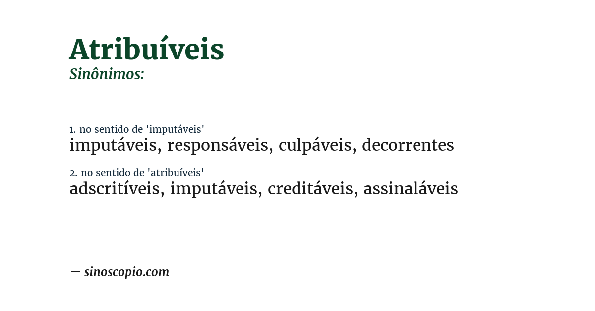 Sinônimo de atribuíveis