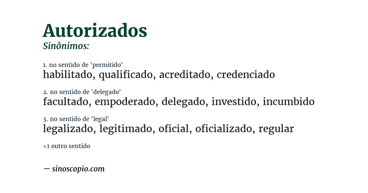 Sinônimo de autorizados