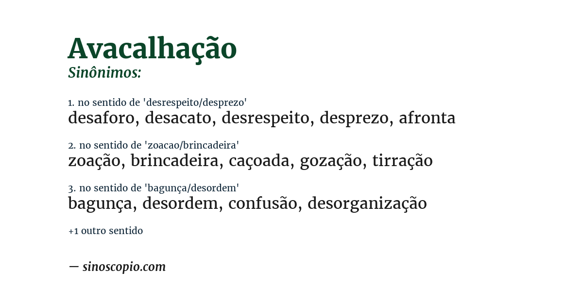 Sinônimo de avacalhação