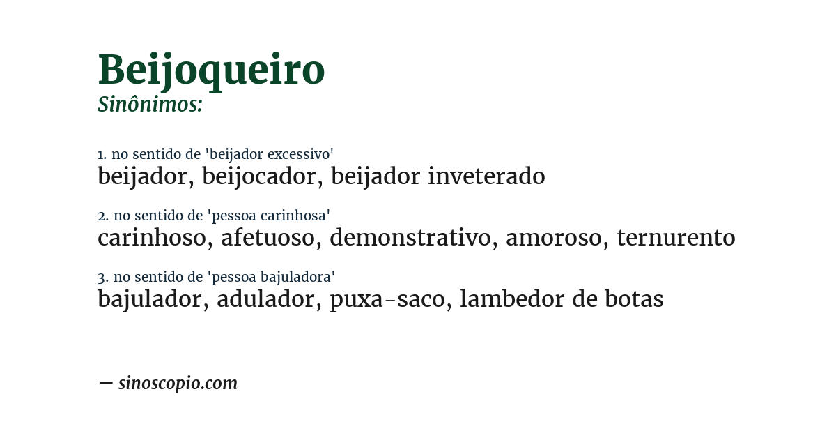 Sinônimo de beijoqueiro